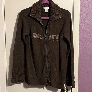 DKNY Chocolate Brown Sweater Jacket Medium